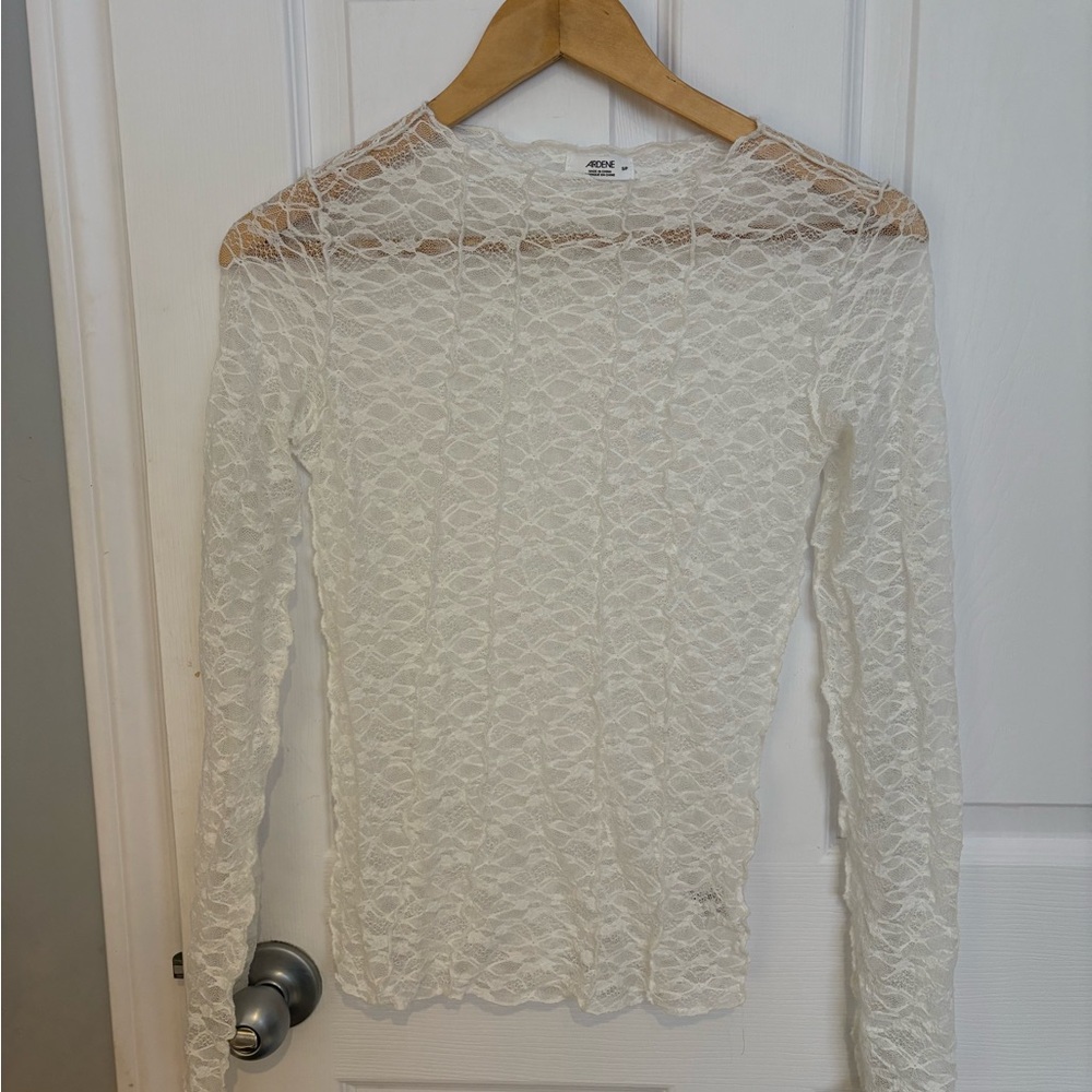 Ardene Lace Long Sleeve Top - Cream